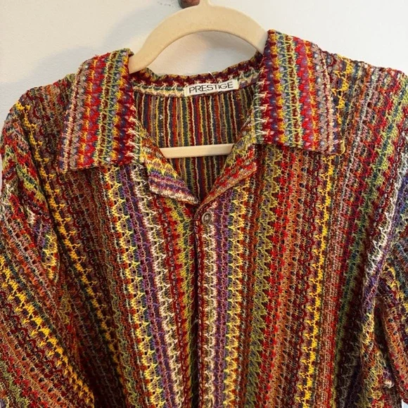 PRESTIGE rainbow knit button down - 90s vintage - Picture 2 of 4
